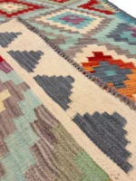 Tappeto Kilim 170x121 cm in Lana – Geometrico Multicolore Fatto a Mano - immagine 2
