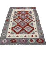 Tappeto Kilim Rettangolare 172x124 cm – Design Geometrico Artigianale in Lana - immagine 6