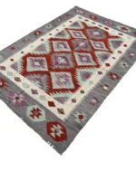 Tappeto Kilim Rettangolare 172x124 cm – Design Geometrico Artigianale in Lana - immagine 5