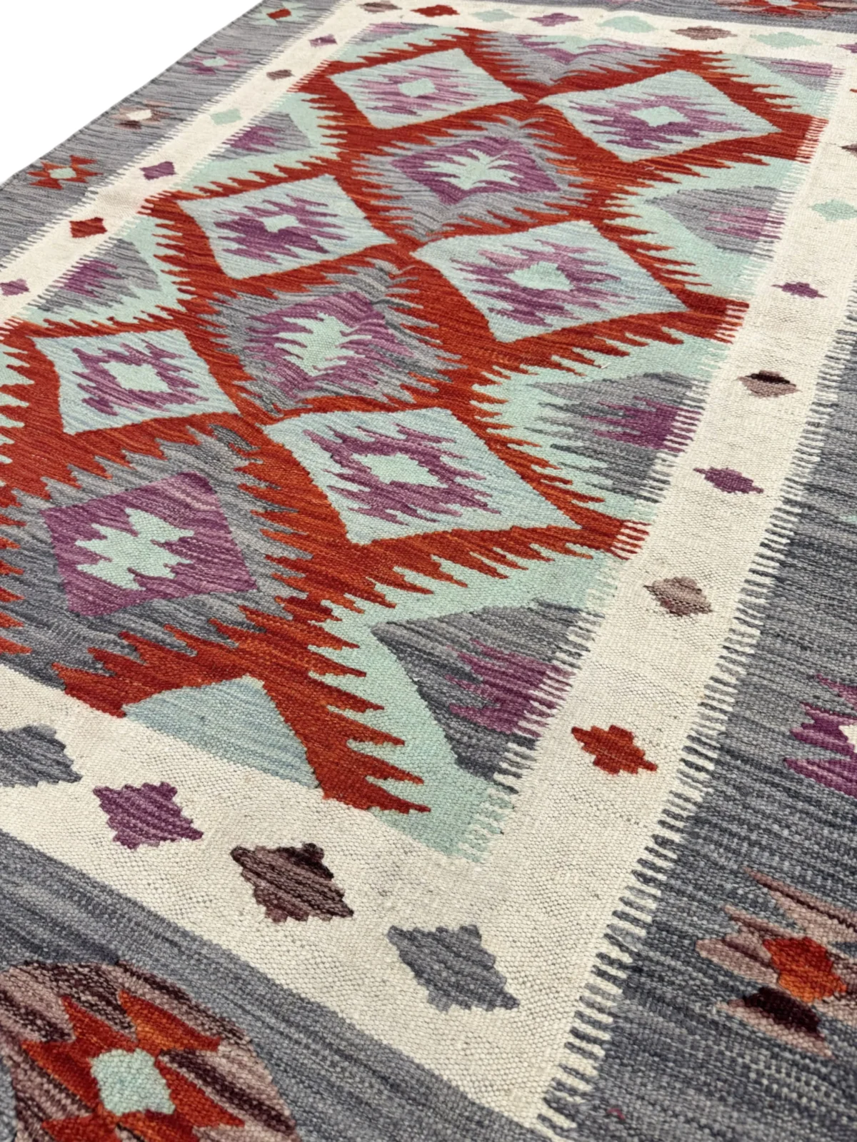 Tappeto Kilim Rettangolare 172x124 cm – Design Geometrico Artigianale in Lana - immagine 3