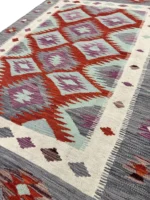 Tappeto Kilim Rettangolare 172x124 cm – Design Geometrico Artigianale in Lana - immagine 3