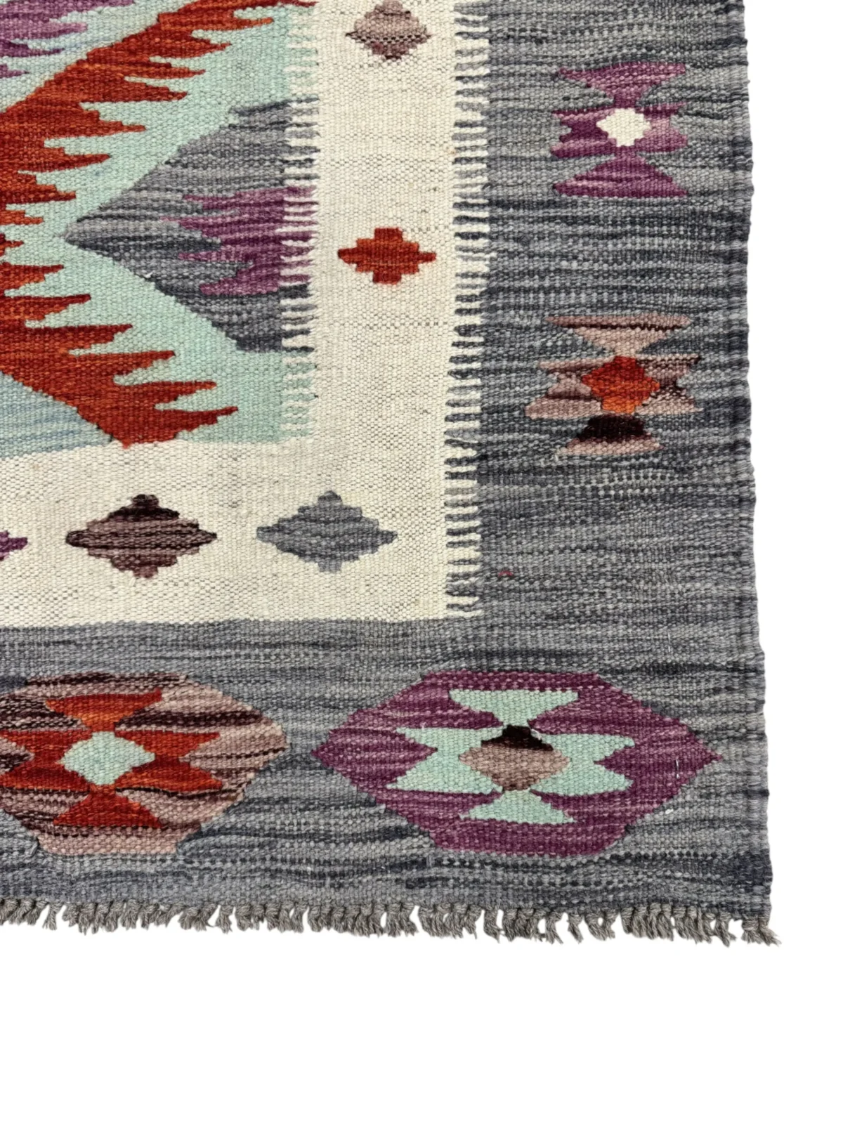 Tappeto Kilim Rettangolare 172x124 cm – Design Geometrico Artigianale in Lana - immagine 2