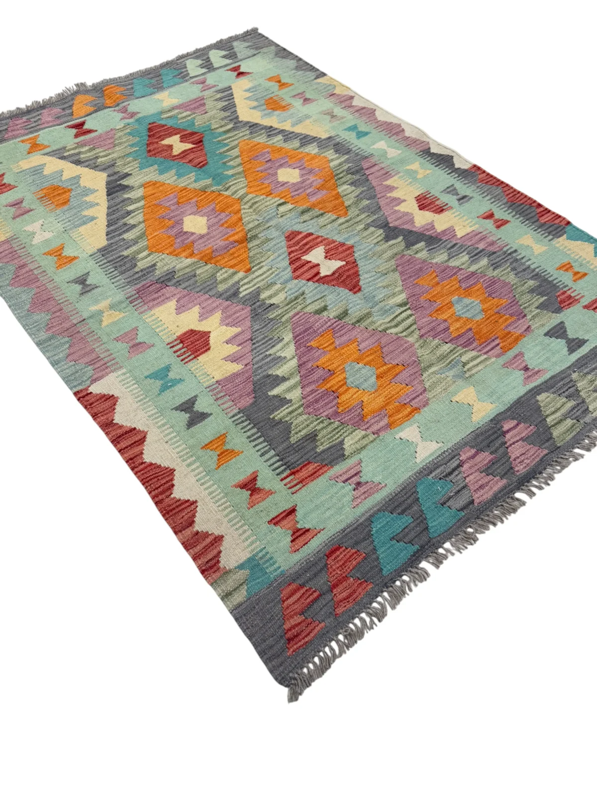 Tappeto Kilim Quadrato 173x122 cm – Geometrico Artigianale in Lana - immagine 7