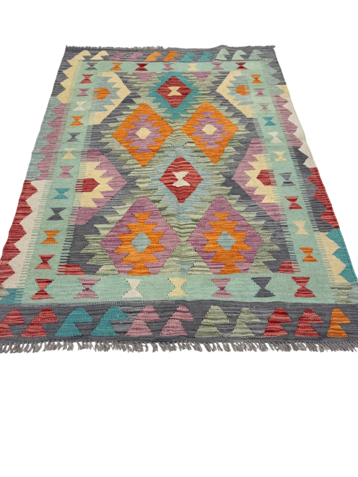 Tappeto Kilim Quadrato 173x122 cm – Geometrico Artigianale in Lana - immagine 6