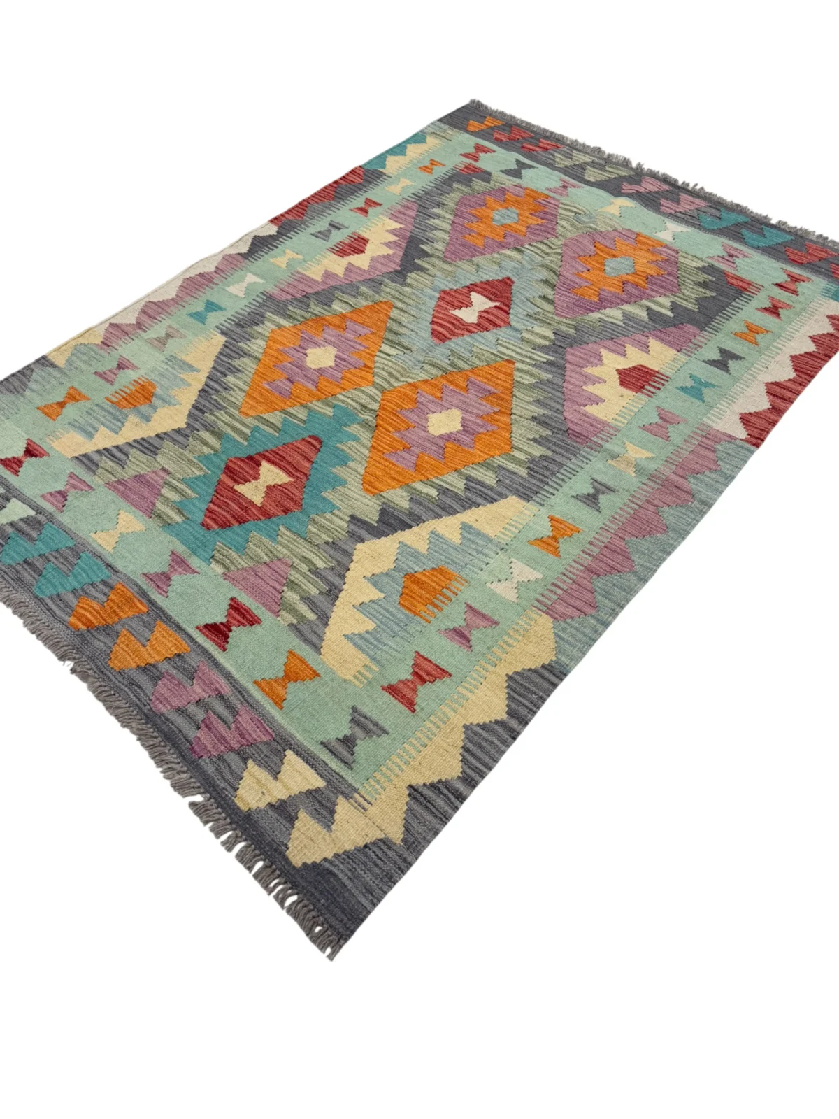 Tappeto Kilim Quadrato 173x122 cm – Geometrico Artigianale in Lana - immagine 4