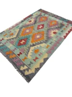 Tappeto Kilim Quadrato 173x122 cm – Geometrico Artigianale in Lana - immagine 4