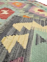 Tappeto Kilim Quadrato 173x122 cm – Geometrico Artigianale in Lana - immagine 3