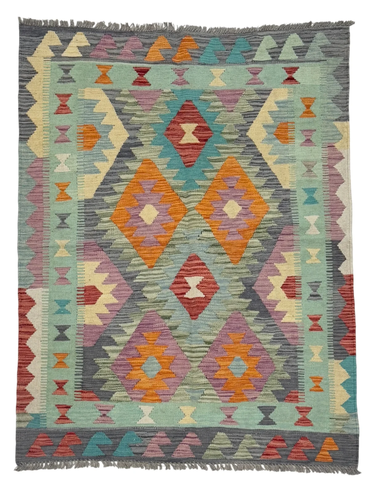 Tappeto Kilim Quadrato 173x122 cm – Geometrico Artigianale in Lana - immagine 1