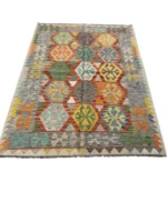Tappeto Kilim Afghano 176x125 cm – Tessuto a Mano, Geometrico, Etnico, Multicolore - immagine 8