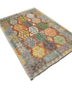 Tappeto Kilim Afghano 176x125 cm – Tessuto a Mano, Geometrico, Etnico, Multicolore - immagine 6