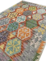 Tappeto Kilim Afghano 176x125 cm – Tessuto a Mano, Geometrico, Etnico, Multicolore - immagine 4