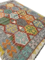 Tappeto Kilim Afghano 176x125 cm – Tessuto a Mano, Geometrico, Etnico, Multicolore - immagine 3