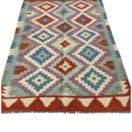 Tappeto Kilim rettangolare 182x124 cm con Motivo a Diamanti Multicolore – Stile Artigianale in Lana e Cotone
