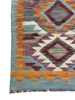 Tappeto Passatoia Geometrico 191x61 cm in Lana – Fatto a Mano con Motivo a Diamante Multicolore - immagine 3