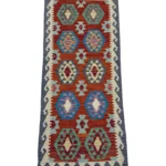 Tappeto geometrico arancione-rossastro con motivi esagonali multicolore – 191x81 cm