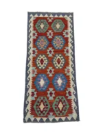 Tappeto geometrico arancione-rossastro con motivi esagonali multicolore – 191x81 cm