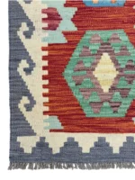 Tappeto geometrico arancione-rossastro con motivi esagonali multicolore – 191x81 cm - immagine 2