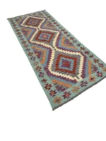 Tappeto Geometrico Orientale 191x86 cm – Fatto a Mano, Design Tradizionale con Motivi a Diamante Multicolore - immagine 6