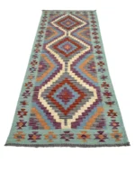 Tappeto Geometrico Orientale 191x86 cm – Fatto a Mano, Design Tradizionale con Motivi a Diamante Multicolore - immagine 5