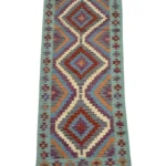 Tappeto Geometrico Orientale 191x86 cm – Fatto a Mano, Design Tradizionale con Motivi a Diamante Multicolore