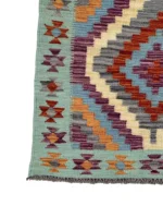 Tappeto Geometrico Orientale 191x86 cm – Fatto a Mano, Design Tradizionale con Motivi a Diamante Multicolore - immagine 3