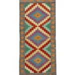 Tappeto passatoia 192x76 cm geometrico losanghe multicolore – design moderno artigianale