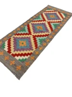 Tappeto passatoia 192x76 cm geometrico losanghe multicolore – design moderno artigianale - immagine 5