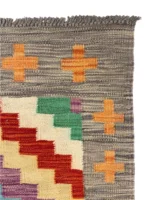 Tappeto passatoia 192x76 cm geometrico losanghe multicolore – design moderno artigianale - immagine 4