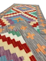 Tappeto passatoia 192x76 cm geometrico losanghe multicolore – design moderno artigianale - immagine 3