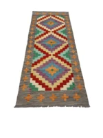 Tappeto passatoia 192x76 cm geometrico losanghe multicolore – design moderno artigianale - immagine 2