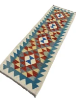 Tappeto passatoia geometrico orientale 193x63 cm beige rosso blu – stile tradizionale - immagine 5