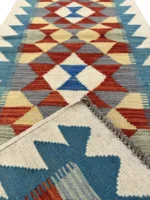 Tappeto passatoia geometrico orientale 193x63 cm beige rosso blu – stile tradizionale - immagine 3