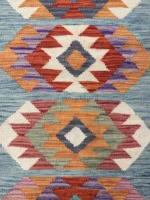 Tappeto passatoia geometrico 194x75 cm – Design orientale colorato artigianale - immagine 4