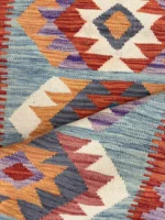 Tappeto passatoia geometrico 194x75 cm – Design orientale colorato artigianale - immagine 3