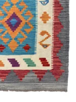 Tappeto passatoia geometrico 194x79 cm blu turchese – design artigianale moderno - immagine 5