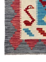 Tappeto passatoia geometrico 194x79 cm blu turchese – design artigianale moderno - immagine 3