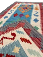 Tappeto passatoia geometrico 194x79 cm blu turchese – design artigianale moderno - immagine 2