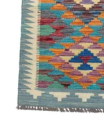 Tappeto geometrico moderno blu turchese 195x62 – Passatoia corridoio colorata - immagine 3