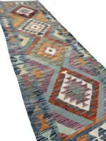 Tappeto Geometrico Passatoia 195x65 cm – Blu Turchese Etnico Moderno - immagine 4