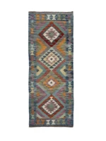 Tappeto Geometrico Passatoia 195x65 cm – Blu Turchese Etnico Moderno