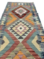 Tappeto Geometrico Passatoia 195x65 cm – Blu Turchese Etnico Moderno - immagine 2