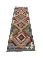 Tappeto geometrico passatoia 195x65 cm multicolore – moderno annodato a mano - immagine 7