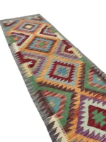 Tappeto geometrico passatoia 195x65 cm multicolore – moderno annodato a mano - immagine 6