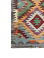 Tappeto geometrico passatoia 195x65 cm multicolore – moderno annodato a mano - immagine 5