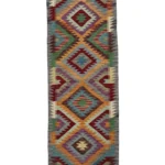 Tappeto geometrico passatoia 195x65 cm multicolore – moderno annodato a mano