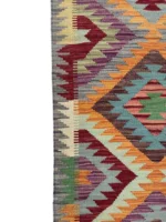 Tappeto geometrico passatoia 195x65 cm multicolore – moderno annodato a mano - immagine 2