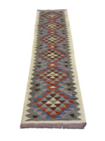 Tappeto passatoia geometrico multicolore 197x59 cm - Stile moderno e artigianale