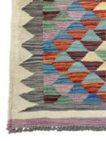 Tappeto passatoia geometrico multicolore 197x59 cm - Stile moderno e artigianale - immagine 3