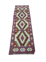 Passatoia Geometrica Viola 197x63 cm – Stile Moderno Artigianale - immagine 6