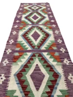 Passatoia Geometrica Viola 197x63 cm – Stile Moderno Artigianale